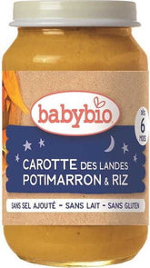 Bữa ăn đêm ngon miệng: Cơm với cà rốt và bí đỏ hạt dẻ từ 6 tháng tuổi không chứa gluten hữu cơ 200 g BABYBIO